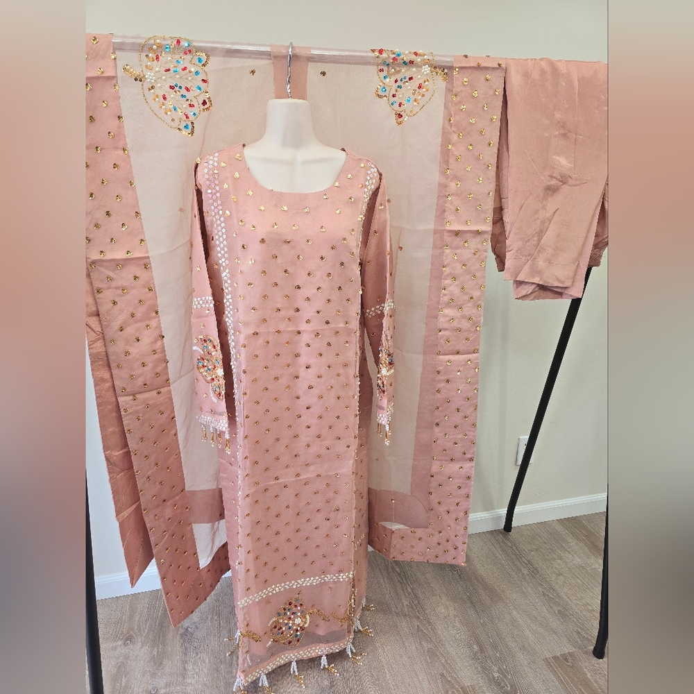 3pc long length pakistani party wear